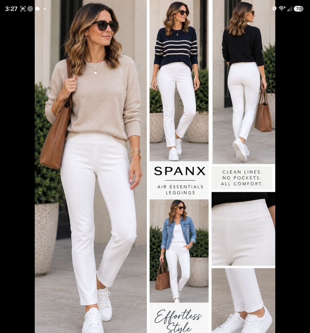 Spanx PS White Jean-Ish Pull-On Leggings Smoothing activewear sculpting slimming